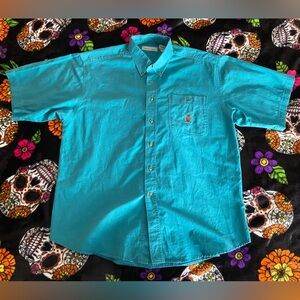 Men’s large vintage Bugle boy blue/teal button up
